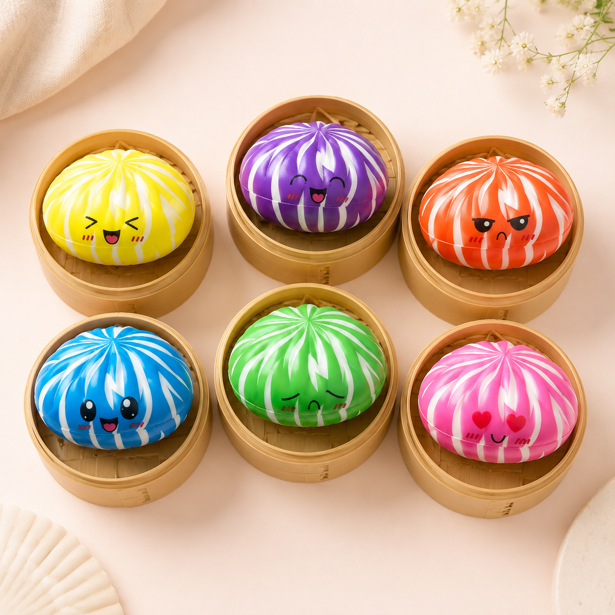 Neon Stripe Dumpling Squishy โ Mystery Blind Box