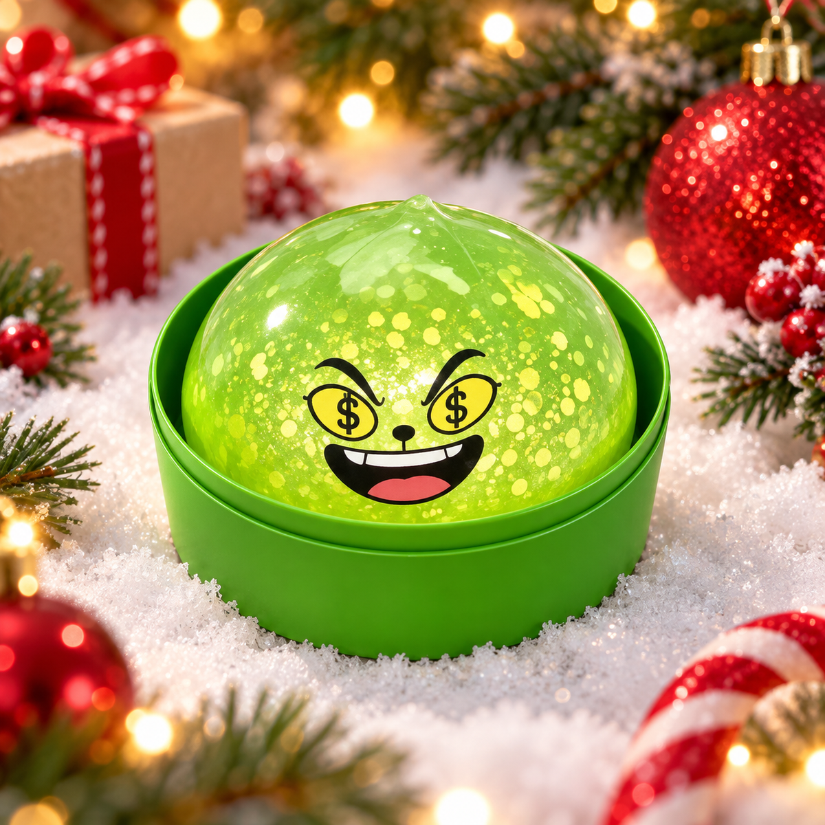 Glow-in-the-Dark Green Dumpling Squishy – Christmas Glitter Collection