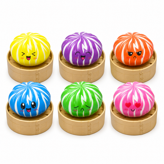 Neon Stripe Dumpling Squishy — Mystery Blind Box