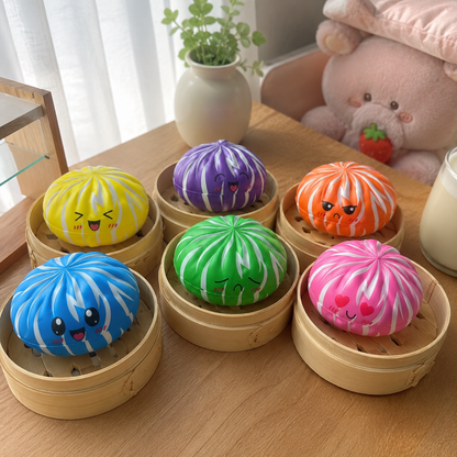 Neon Stripe Dumpling Squishy — Mystery Blind Box